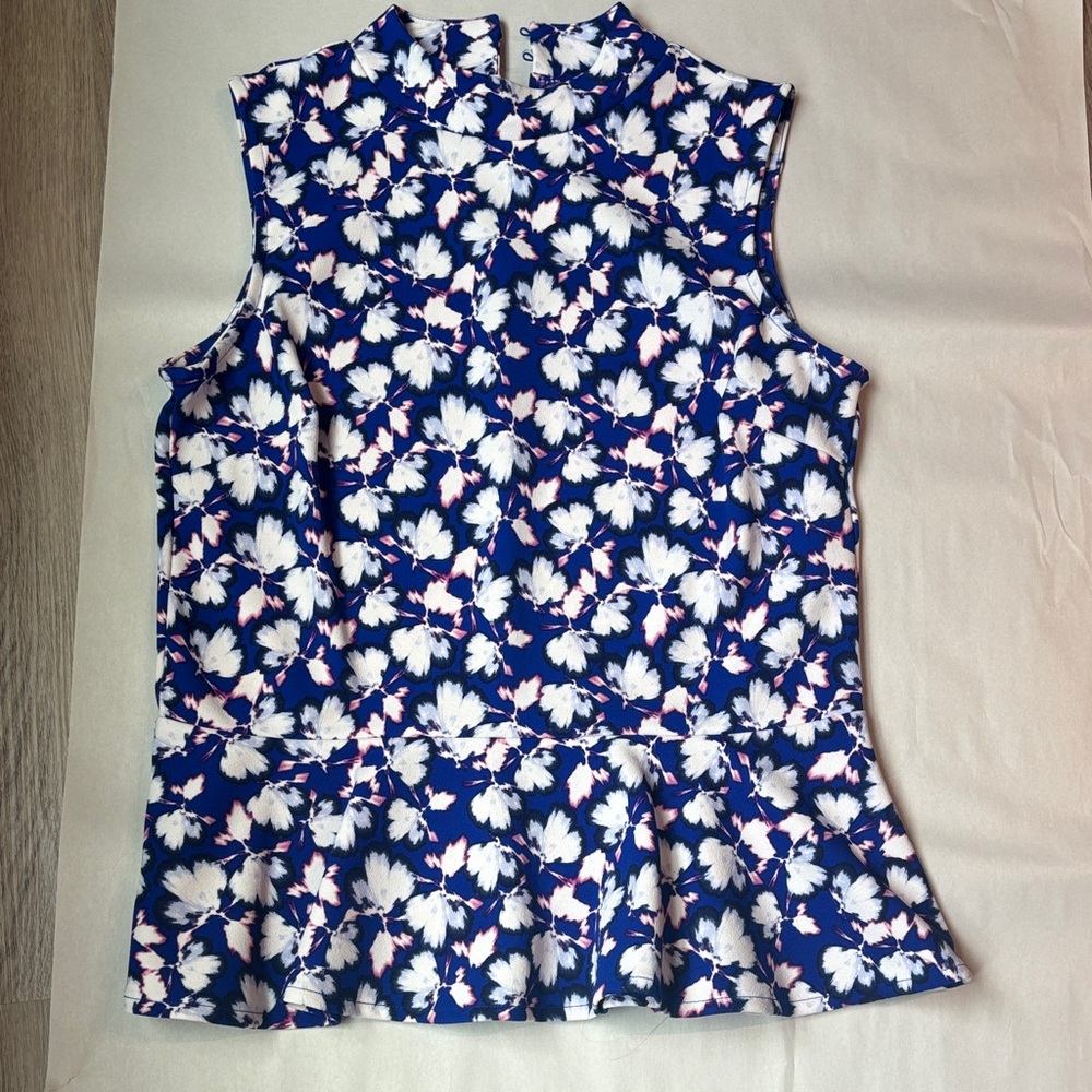 Banana Republic Floral Peplum Top - Navy and White